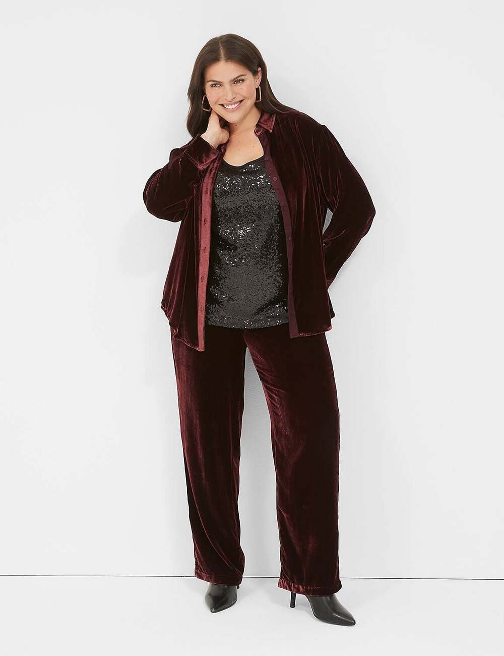 Lane Bryant Velvet Set.Straight Leg Pull-On Pants Size 22